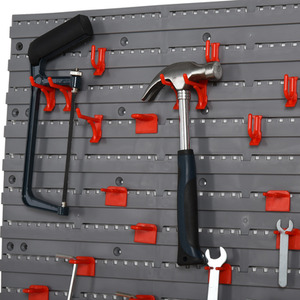 DURHAND 54 Piece On Wall Tool Equipment Holder - Grey and red by DURHAND