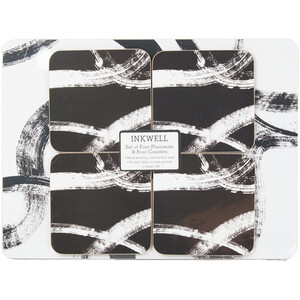 Pack of 8 Inkwell Placemats and Coaster Set - Black & White