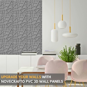 3D Wall Panels (50x50 cm) PVC Cladding Panel in Geometric Line Design by NOVECRAFTO