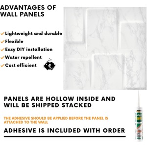 3D Wall Panels with Adhesive Included, Geometric Squares Design by NOVECRAFTO