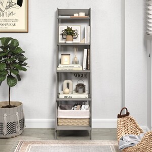 Scandian Grey Ladder Bookcase - Distressed Grey Wax by Mercers Furniture