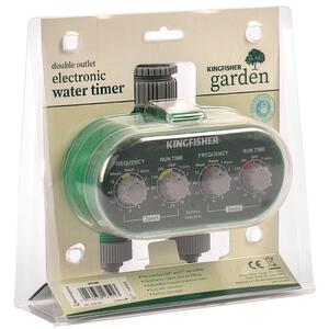 Deluxe Twin Outlet Electric Automatic Garden Watering Timer Clock - Green by Samuel Alexander