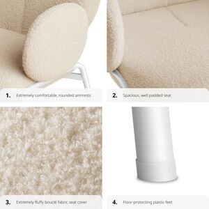 Dining Chair Scandi - Padded Boucle Cover, High Backrest by tectake