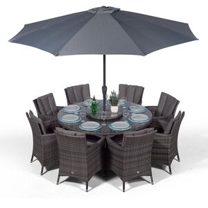 Savannah Round Rattan Patio Dining Set - Grey / 8 by Giardino