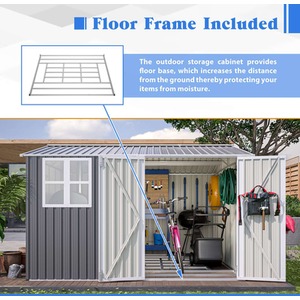 BIRCHTREE Garden Shed with Window - Grey / 10x10ft by BIRCHTREE