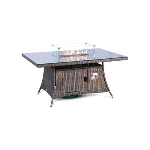 Arizona Fire Pit Square Rattan Patio Dining Set - Brown / 6 by Giardino