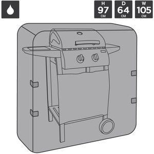 Small 2 Burner Universal Gas Charcoal Premium BBQ Cover - Black by Charles Bentley