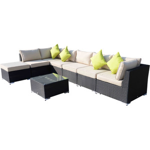 Outsunny 8 Piece Rattan Sofa Garden Furniture Set - Black by Outsunny
