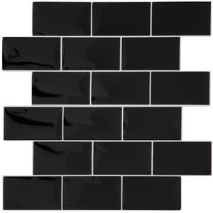 Glossy 3D Tile Stickers - Black / 20 by WALPLUS