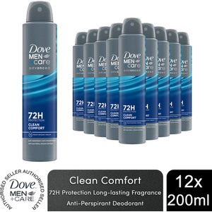 Dove Anti-Perspirant MenCare Advanced Clean Comfort 72H Protection Deo, 200ml - White / 12 by Dove