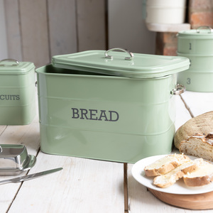 Living Nostalgia Large Metal Bread Bin Green - Green by Living Nostalgia