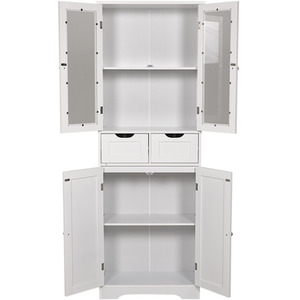 Bathroom Glass Door Cabinet - White by Livingandhome