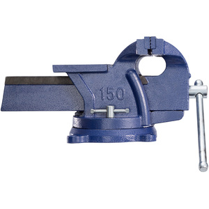 Bench Vice - cast iron, with anvil, rotatable, 2 locking screws - Blue / 15cm by tectake