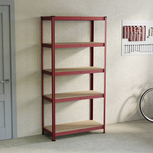 5 Tier Heavy Duty Adjustable Steel Garage Shelving Unit - 875kg Weight Capacity - Red / 40cm by Vida Designs