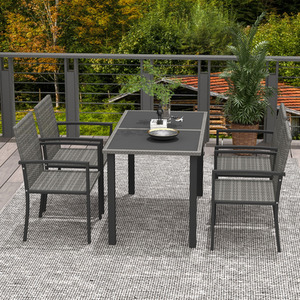 Outsunny 5 Pieces Rattan Garden Furniture Set - Grey by Outsunny