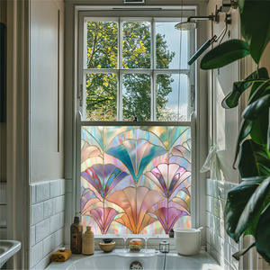 Leffe Art Deco Stained Glass Privacy Window Film - Pink / 35cm by Creative Printing