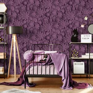 Dimensions 3D Effect Floral Wallpaper Modern - Purple by Fine Decor