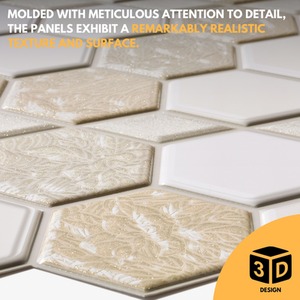 3D Wall Panels (96.6x64.5 cm) PVC Cladding Panel Honeycomb Hexagon - Cream Caramel / 4 by NOVECRAFTO