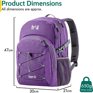Aspen 30L Camping Backpack - Purple by Trail