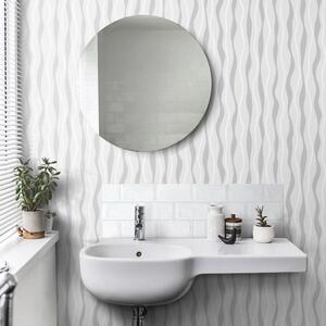 Metallic Wave Wallpaper Glitter Effect Textured Vinyl - White, Silver by Arthouse