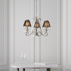 Oksana 3 Light Multi Arm Ceiling Pendant Chandelier Polished Nickel, E14