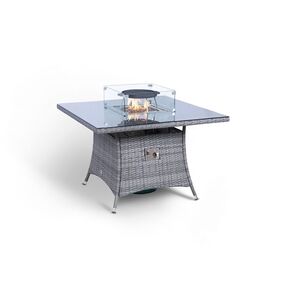 Savannah Fire Pit Square Rattan Patio Dining Set - Grey / 4 by Giardino