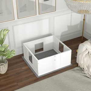 PawHut Dog Whelping Box with Whelping Pad Adjustable Entrance - White / 120cm by PawHut