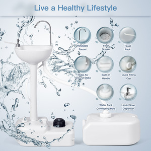 Portable Camping Sink with Rolling Wheels - White by Costway