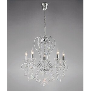 Vela Ceiling Pendant Chandelier 5 Light Polished Chrome, Crystal - Polished Chrome