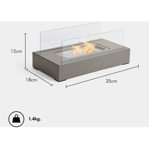 Tabletop Fireplace Bioethanol Fire Pit Rectangle Shape - Grey by VonHaus