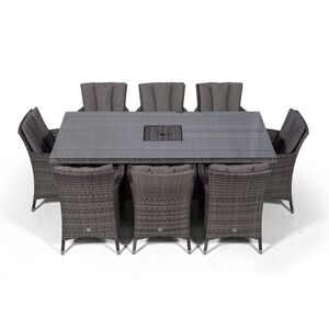 Savannah Square Rattan Patio Dining Set with Ice Bucket Drinks Cooler - Grey / 8 by Giardino