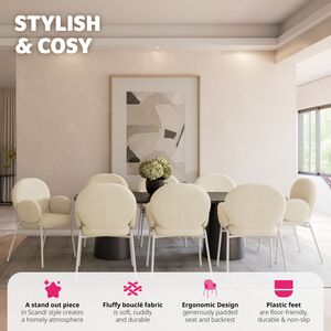 Dining Chair Scandi - Padded Boucle Cover, High Backrest by tectake