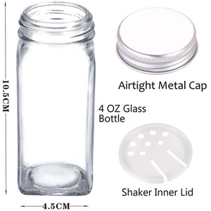 24-Piece Glass Spice Jars with Airtight Aluminum Lids - Silver by Livingandhome