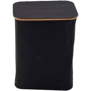 Laundry Basket with Lid and Handles - Black / 74cm by Livingandhome
