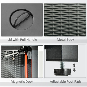 Outsunny Square Rattan Propane Gas Fire Pit Table, 50000 BTU - Black by Outsunny