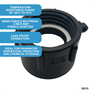 IBC S60x6 (2 inch) Female to (2 inch) BSP Female - Black / 0.08kg by DNA PACKAGING LTD