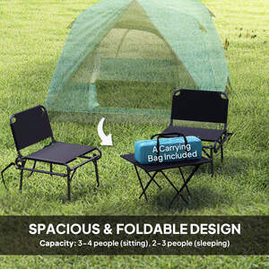 Outsunny 3-4 Person Camping Tent, 3-4 Man Tent - Blue by Outsunny