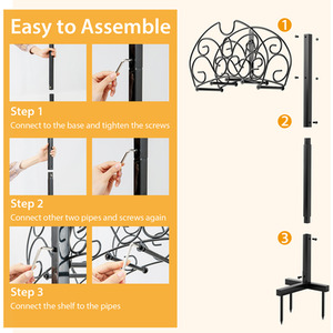 Garden Hose Holder Freestanding Water Hose Stand - Black by Costway