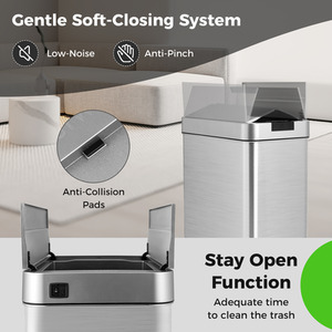 Slim Kitchen Trash Can - Silver by Costway