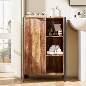 Multi-Tier Storage Cabinet with Metal Frame - Brown by lifeideas