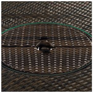 Arizona Round Rattan Patio Dining Set with Ice Bucket Drinks Cooler - Brown / 6 by Giardino