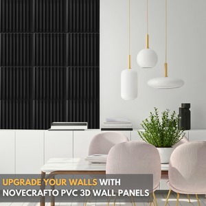 3D Wall Panels (50x50 cm) PVC Cladding Panel in 3D Fluted Line Design by NOVECRAFTO