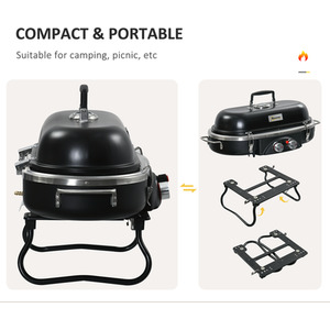 Outsunny Foldable Gas BBQ Grill 2 Burner - Black by Outsunny