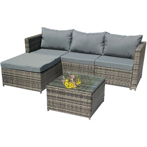 5Pcs Rattan Garden Furniture Set - Grey by BIRCHTREE