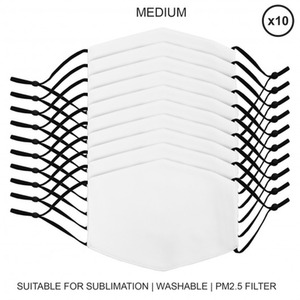 Medium Face Masks Sublimation Blanks 10 Pack - White by PixMax
