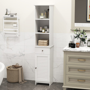 Bathroom Storage Cabinet Tall Organiser - White by Costway