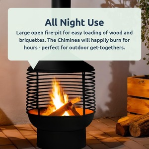 Chiminea Outdoor Fireplace Modern Steel - Black