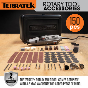 Rotary Tool Kit Variable Speed 135W and 150pc Accessory Set - Grey by Terratek