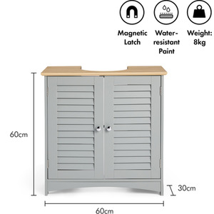 Shrewsbury Under Sink Bathroom Cabinet - Grey by VonHaus