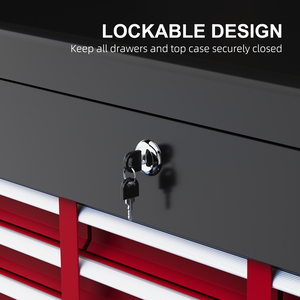 HOMCOM Lockable Metal Tool Chest - Red by HOMCOM